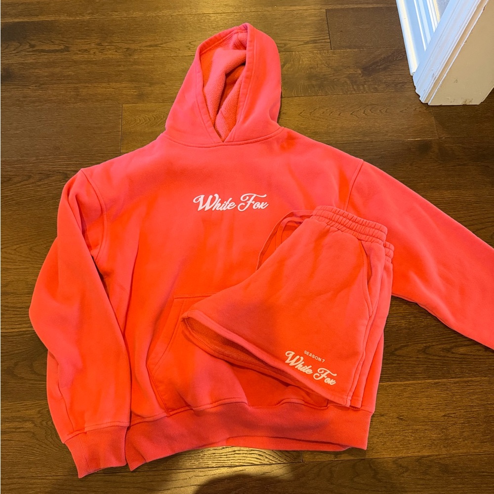 Kids Coral Hoodie and Shorts Set